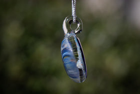 glass pendant with cremation ash