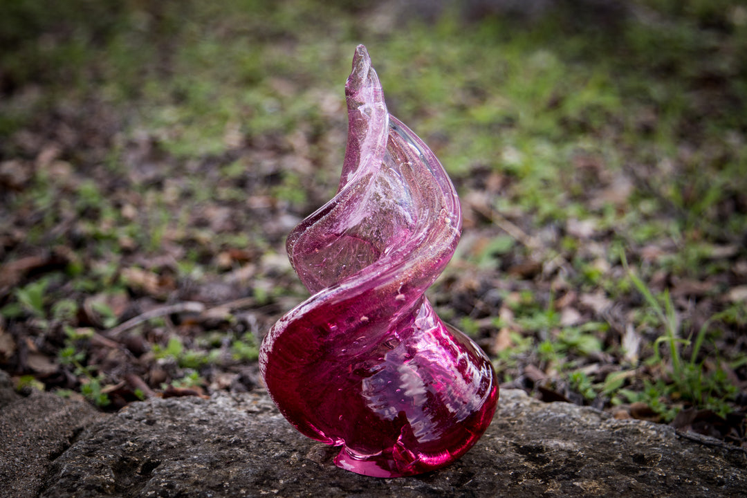 pink spiral with cremation ash