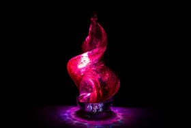 illuminated pink spiral memorial glass with cremation ash