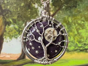 purple tree of life with ashes pendant