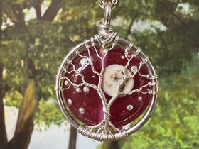 red tree of life with ashes pendant