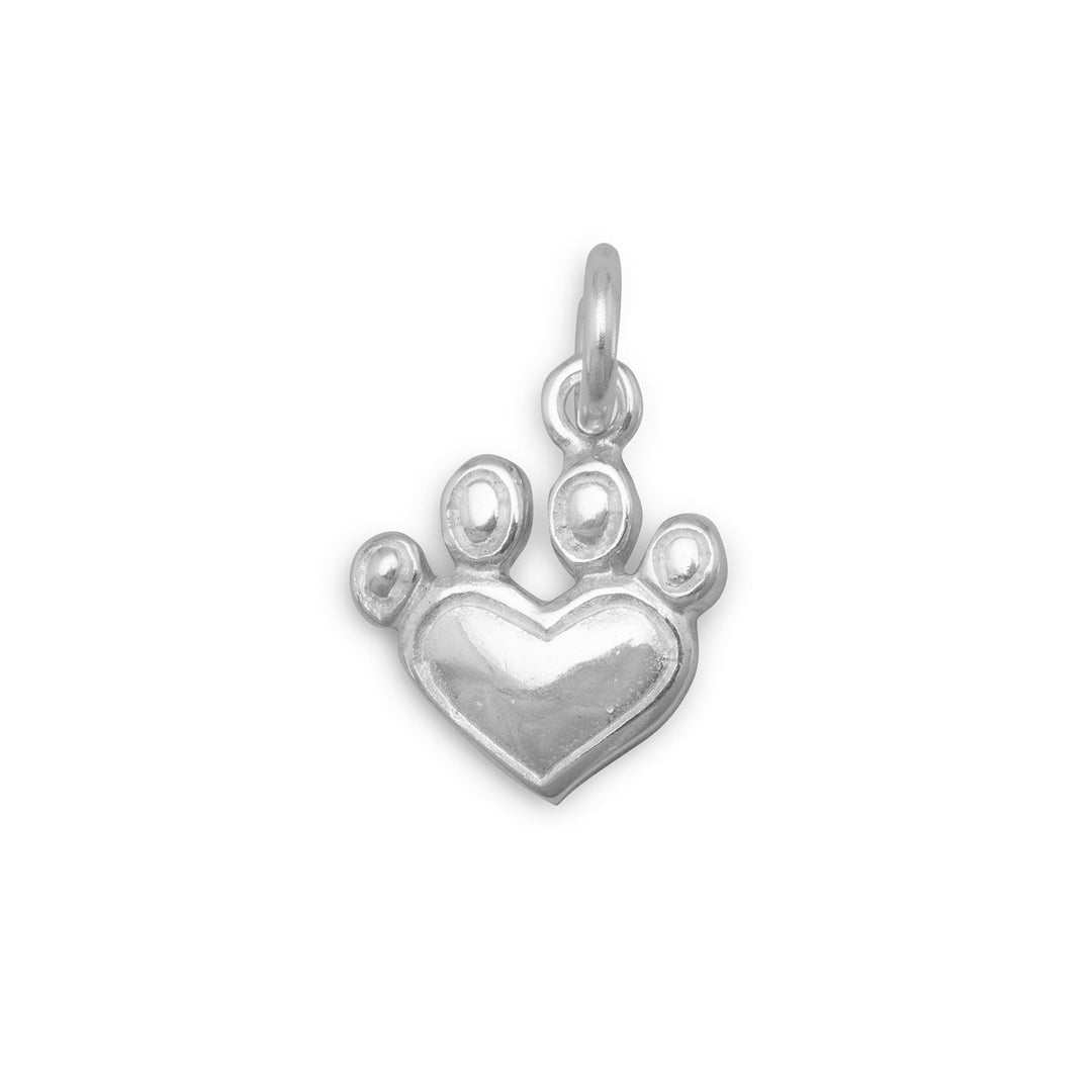 Sterling silver heart pawprint charm for bracelets or necklaces