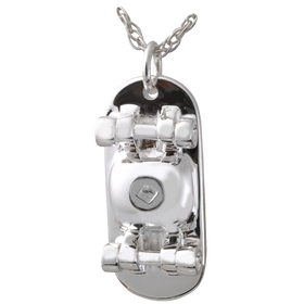 Silver Skateboard Cremation Jewelry Pendant for Cremains