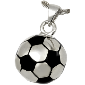 Silver Soccer Ball Keepsake Pendant Urn for Cremains