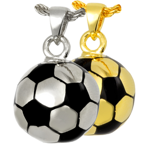 Silver Soccer Ball Keepsake Pendant Urn for Cremains