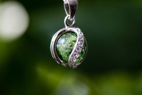 Sparkle Silver Pendant with 10mm Glass Marble Infused with Cremains