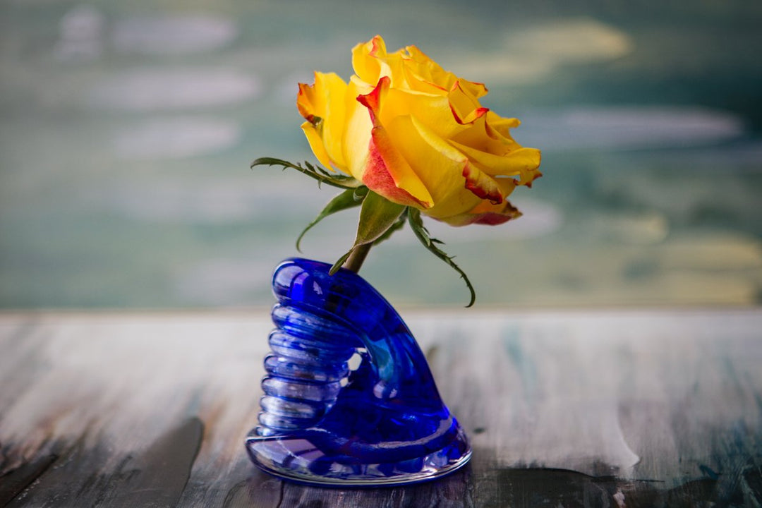 spiral bud vase with ash
