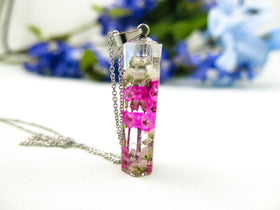 Terrarium Necklace with Infused Ashes and Flowers