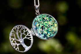 tree of life pendant in lime  green, green and teal
