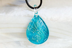 Turquoise Teardrop Pendant with Infused Cremation Ash