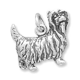 Oxidized Sterling Silver Yorkshire Terrier Charm